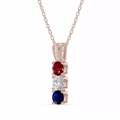 Three-Stone Vertical Lab Diamond Necklace