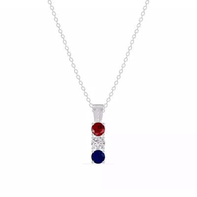 Three-Stone Vertical Lab Diamond Necklace