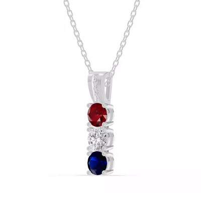Three-Stone Vertical Lab Diamond Necklace