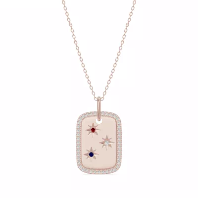Star-Set Pavé Dog Tag Lab Diamond Necklace
