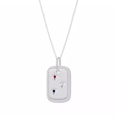 Star-Set Pavé Dog Tag Diamond Necklace