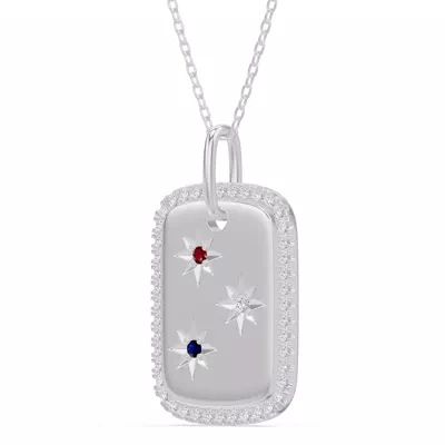 Star-Set Pavé Dog Tag Diamond Necklace