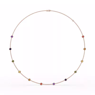 Rainbow Sapphire Bezel Station Necklace (2 ct. tw.)