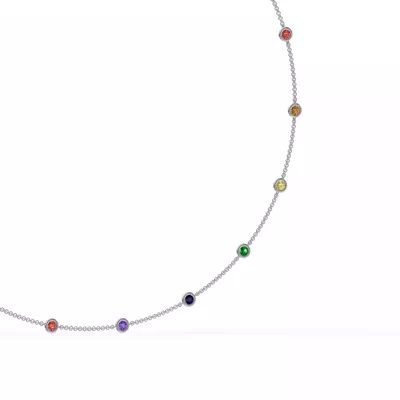 Rainbow Sapphire Bezel Station Necklace (2 ct. tw.)