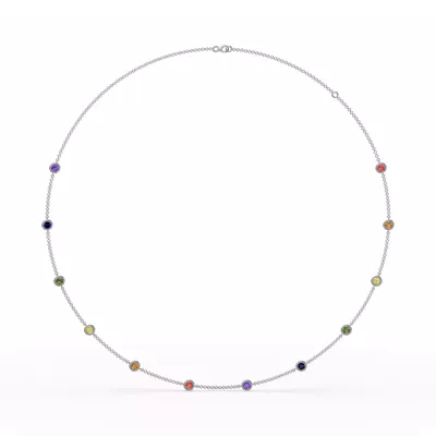 Rainbow Sapphire Bezel Station Necklace (2 ct. tw.)
