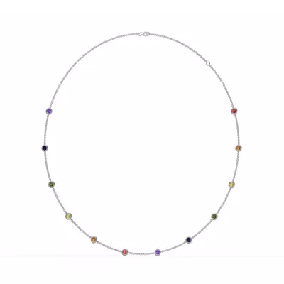 Rainbow Sapphire Bezel Station Necklace (2 ct. tw.)