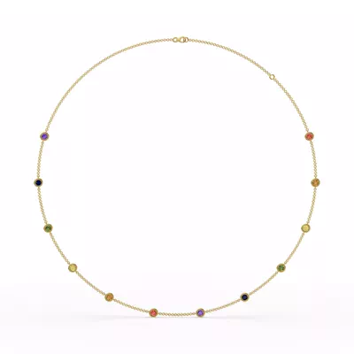 Rainbow Sapphire Bezel Station Vermeil Necklace (2 ct. tw.)