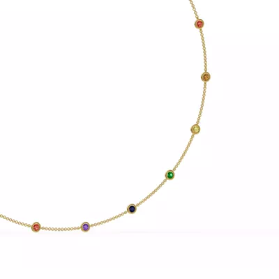 Rainbow Sapphire Bezel Station Vermeil Necklace (2 ct. tw.)