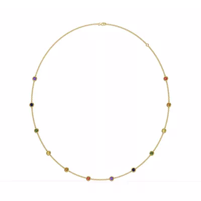 Rainbow Sapphire Bezel Station Vermeil Necklace (2 ct. tw.)
