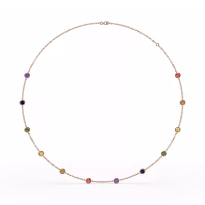 Rainbow Sapphire Bezel Station Necklace (3 ct. tw.)