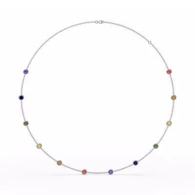 Rainbow Sapphire Bezel Station Necklace (3 ct. tw.)