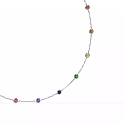 Rainbow Sapphire Bezel Station Necklace (3 ct. tw.)