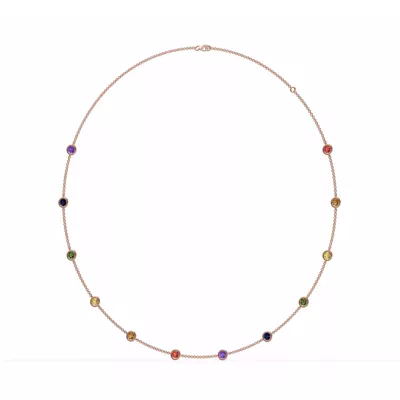 Rainbow Sapphire Bezel Station Vermeil Necklace (3 ct. tw.)