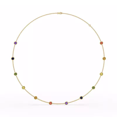 Rainbow Sapphire Bezel Station Vermeil Necklace (3 ct. tw.)