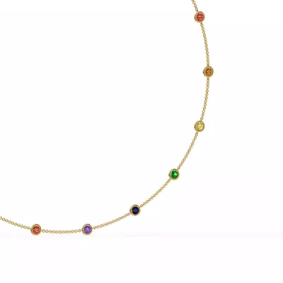 Rainbow Sapphire Bezel Station Vermeil Necklace (3 ct. tw.)
