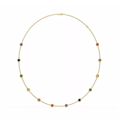 Rainbow Sapphire Bezel Station Vermeil Necklace (3 ct. tw.)
