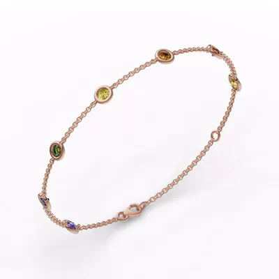 Rainbow Sapphire Bezel Station Bracelet (1.00 ct. tw.)