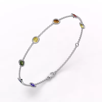 Rainbow Sapphire Bezel Station Bracelet (1.50 ct. tw.)
