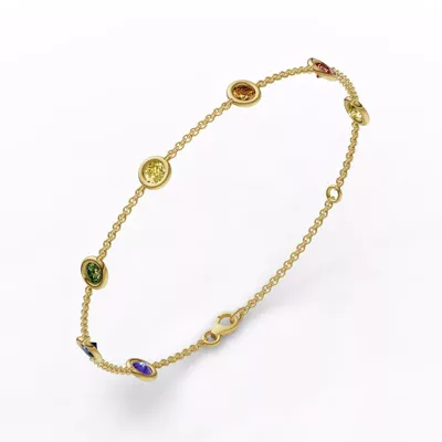 Rainbow Sapphire Bezel Station Bracelet (1.50 ct. tw.)