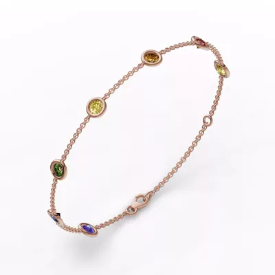 Rainbow Sapphire Bezel Station Vermeil Bracelet (1.50 ct. tw.)