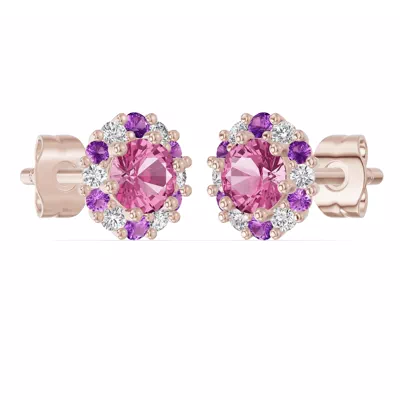 Velvet Amethyst Halo Stud Earrings