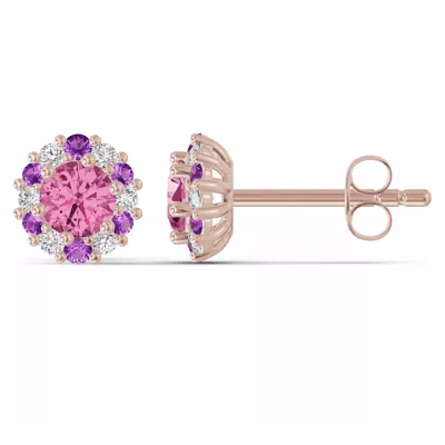 Velvet Amethyst Halo Stud Earrings