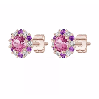 Velvet Amethyst Halo Lab Stud Earrings