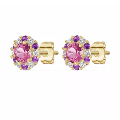 Velvet Amethyst Halo Lab Stud Earrings