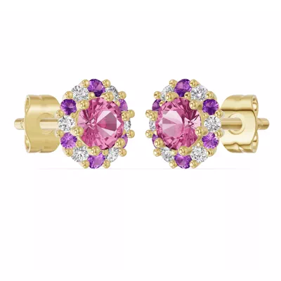 Velvet Amethyst Halo Stud Earrings