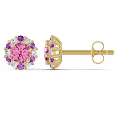 Velvet Amethyst Halo Stud Earrings