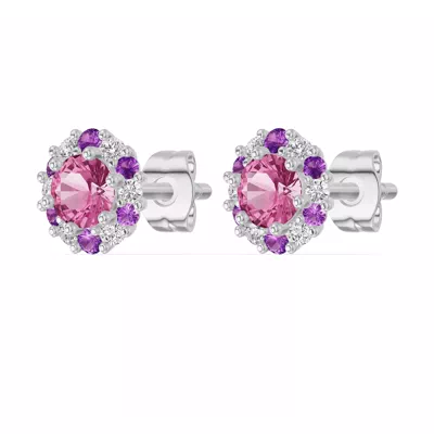 Velvet Amethyst Halo Lab Stud Earrings