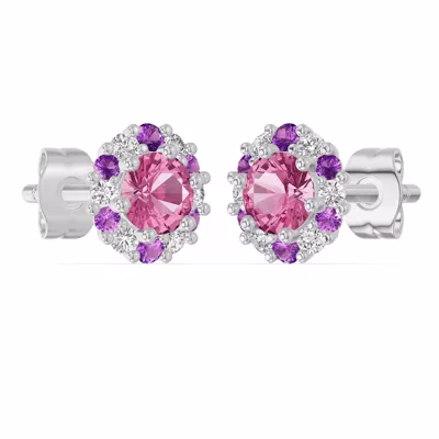 Velvet Amethyst Halo Stud Earrings
