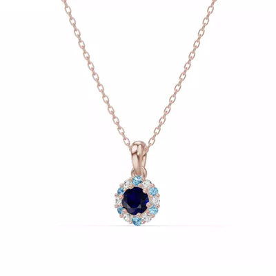 Midnight Frost Sapphire Halo Necklace