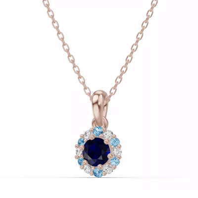 Midnight Frost Sapphire Halo Necklace