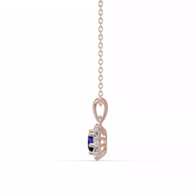 Midnight Frost Sapphire Halo Necklace