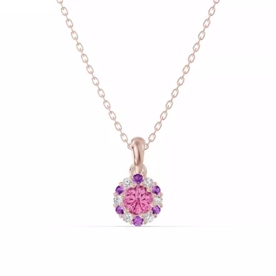 Velvet Amethyst Halo Lab Necklace