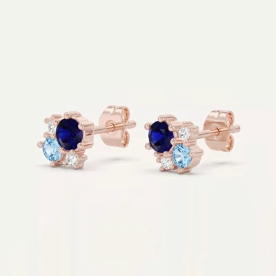 Midnight Frost Sapphire Lab Stud Earrings