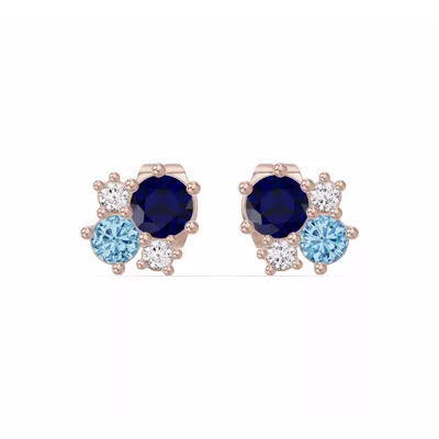 Midnight Frost Sapphire Stud Earrings