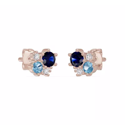 Midnight Frost Sapphire Stud Earrings