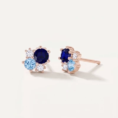 Midnight Frost Sapphire Stud Earrings