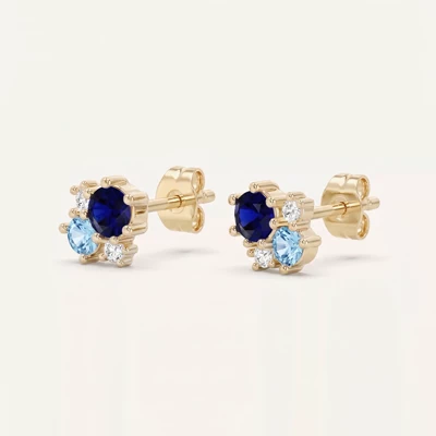 Midnight Frost Sapphire Lab Stud Earrings