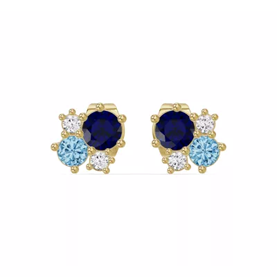 Midnight Frost Sapphire Lab Stud Earrings