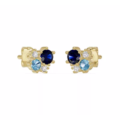 Midnight Frost Sapphire Lab Stud Earrings