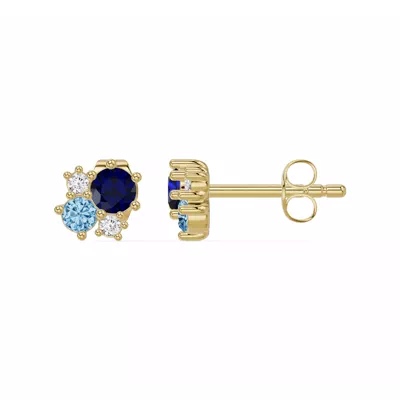 Midnight Frost Sapphire Lab Stud Earrings