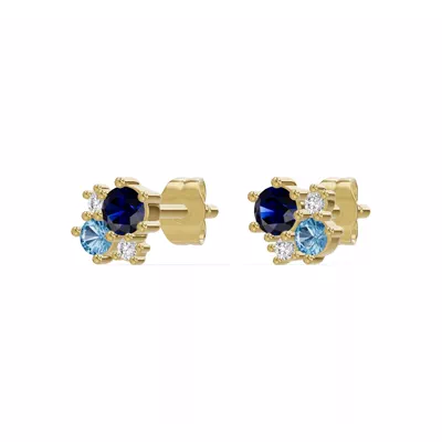 Midnight Frost Sapphire Stud Earrings
