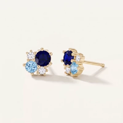 Midnight Frost Sapphire Stud Earrings