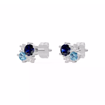Midnight Frost Sapphire Lab Stud Earrings