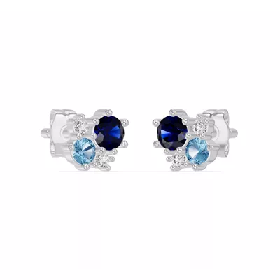 Midnight Frost Sapphire Stud Earrings