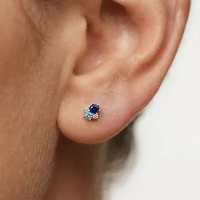 Midnight Frost Sapphire Stud Earrings