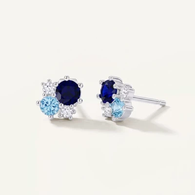 Midnight Frost Sapphire Silver Lab Stud Earrings